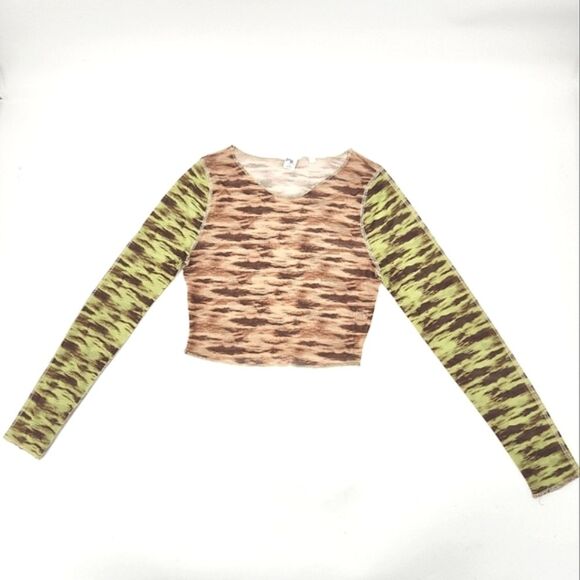 Pacsun Mesh Shirt Crop Top Womens Size Medium Sheer Tie Dye Rave Disco 70s Retro - Picture 1 of 8